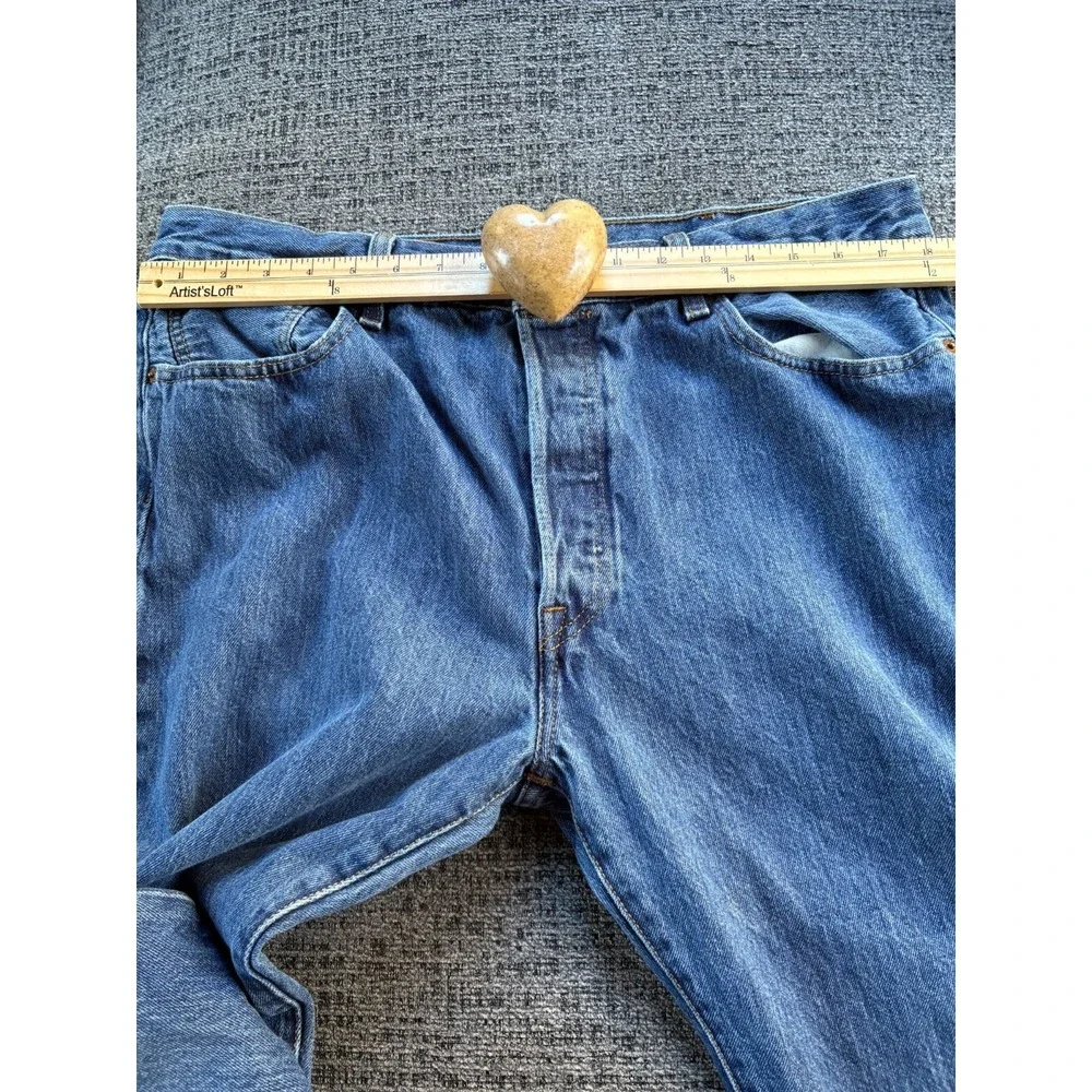 Levis 501 Original Vintage Style Blue Denim Button Fly Jeans 27‎ x32 Boyfriend - Picture 8 of 10
